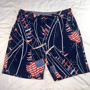 Polo Ralph Lauren Shorts Mens Size 36 Blue USA FLAG AOP Chino Nautical Patriotic